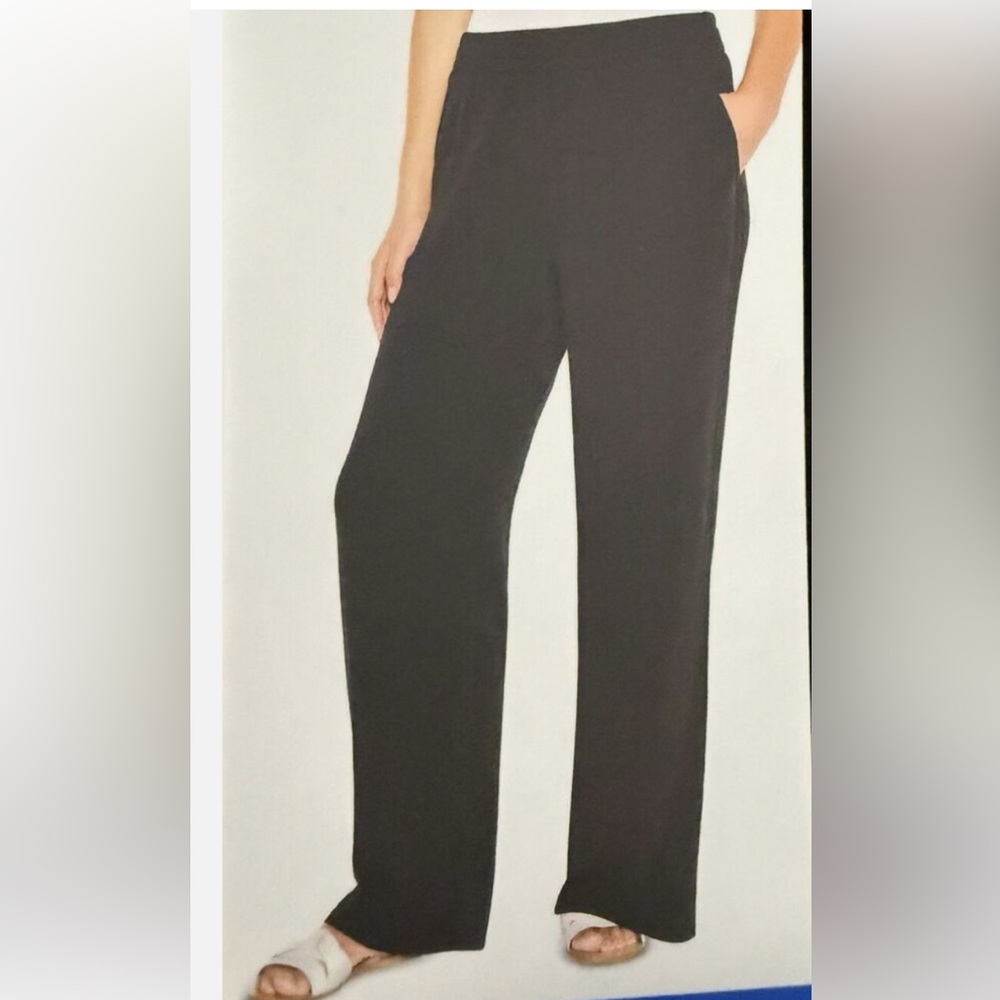 Three Dots Ladies’ Black Wide Leg Pants Elastic Pull On Pants